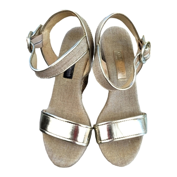 MAYPOL Pewter Espadrille Wedge Ankle Strap Sandals - Picture 1 of 12